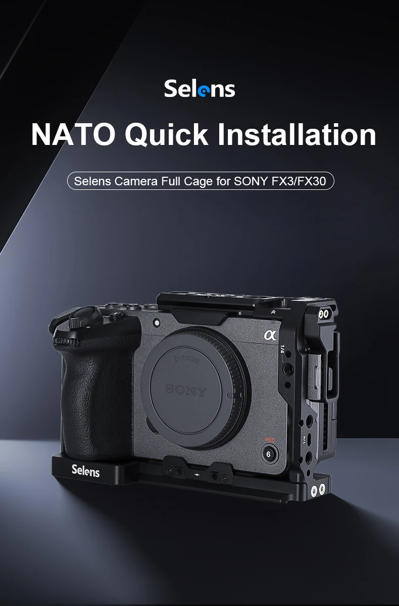 Camera Full Cage for SONY FX3/FX30 with Multiple Expansion Holes Aluminum Alloy
