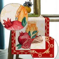 Linen Rosh Hashanah Table Runner Shana Tova Table Decoration Jewish New Year Party Home Kitchen Dining Room Table Decor 3
