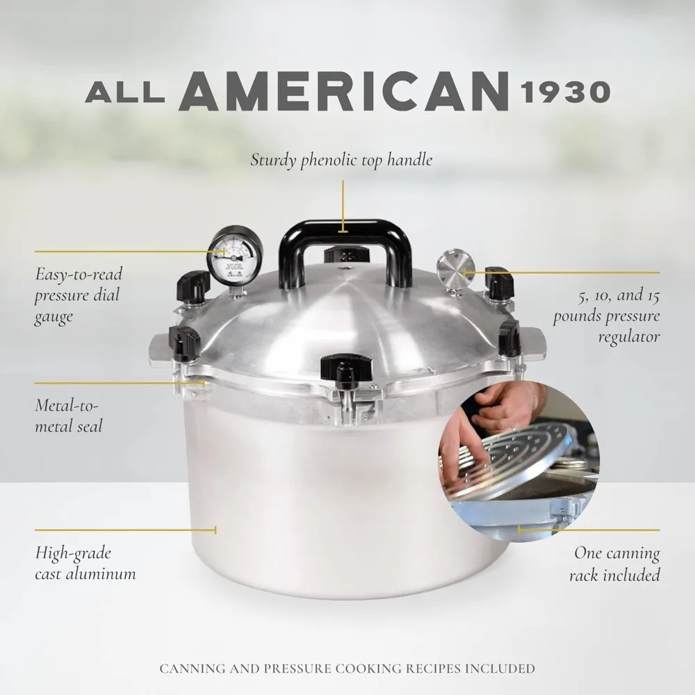 1930: 15.5qt Pressure Cooker/Canner (The 915) - Exclusive Metal-to-Metal Sealing System - Easy to Open & Close 2