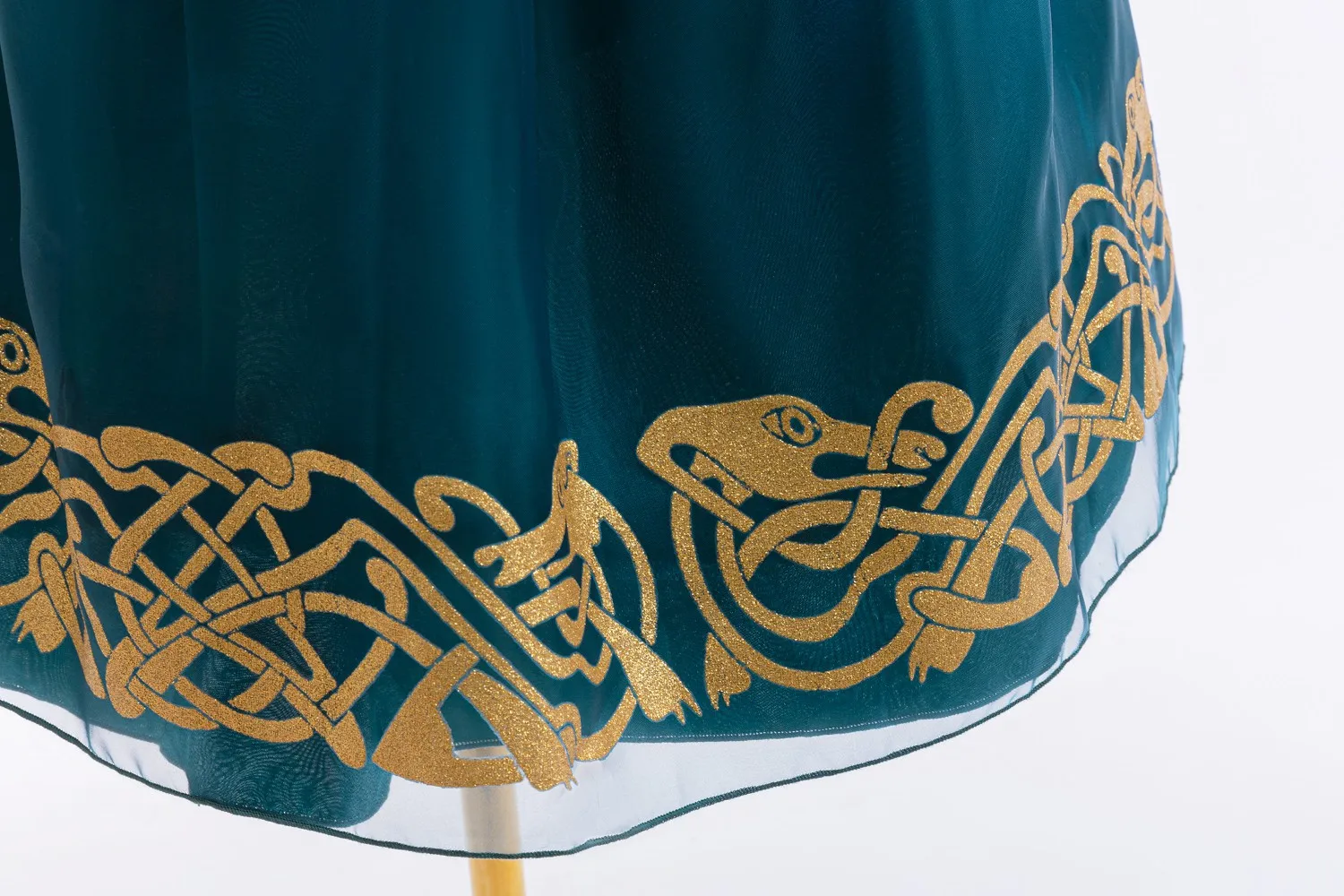 Brave Merida-Kostüm für Mädchen, ausgefallenes blaugrünes Samt-Partykleid, mittelalterlicher Stil, goldenes Muster, langärmelig, Halloween-Cosplay-Kostüm – Detail 12