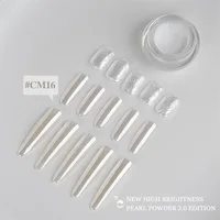 Poudre chromée HNDO super brillante effet miroir blanc nacré, paillettes à frotter pour la décoration des ongles, pigment de manucure CM16 2