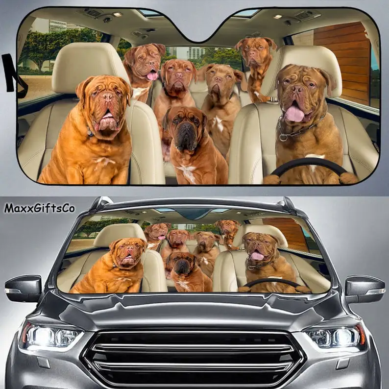 

Dogue de Bordeaux Car Sun Shade, Dogs Windshield, Dogs Family Sunshade, Dog Car Accessories, Car Decoration, Gift For Dad, Mom
