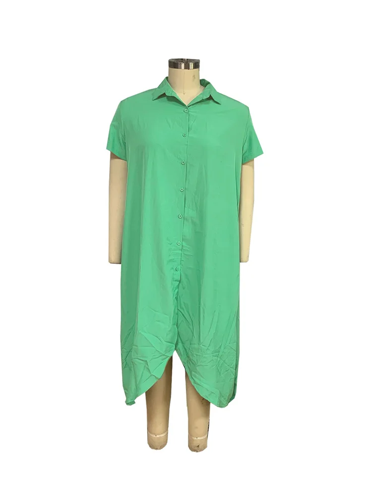 Wmstar Plus Size Dresses for Women 2025  Loose Casual Elegant Button  Summer Clothes Shirts Maxi Dresses Wholesale Dropshipping