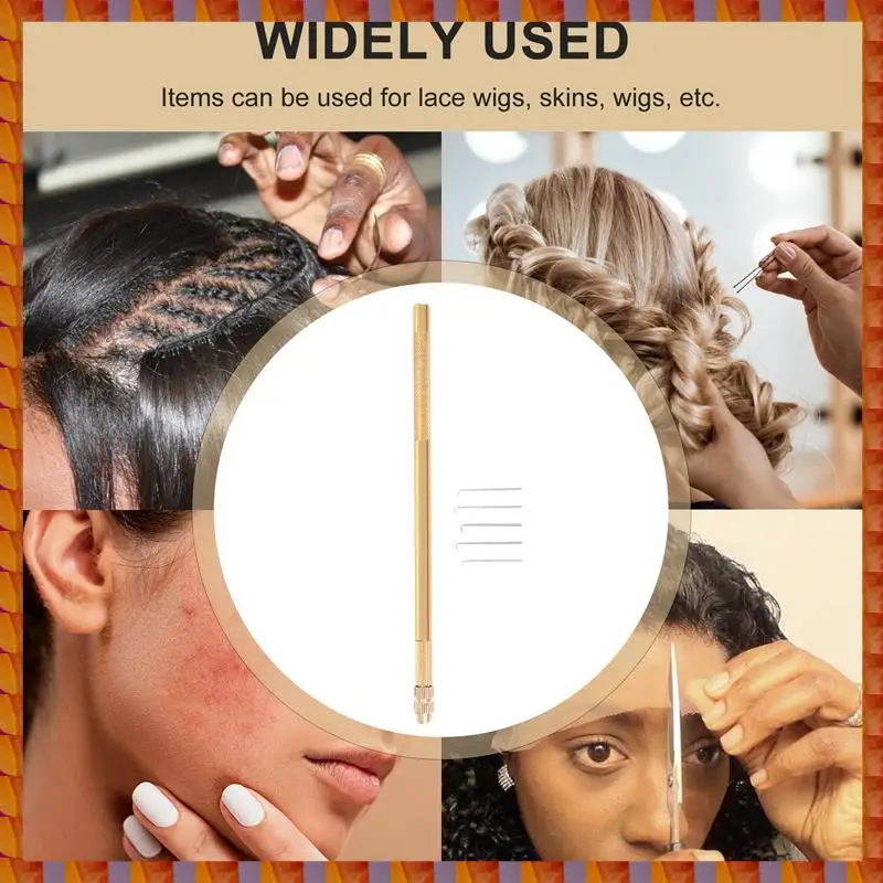 DIDI Wig Crochet 5Pcs Ventilating Needles +1 Brass Holder For Lace Wig Needle Hairpiece Knotting Hook Sets Beaded Hook
