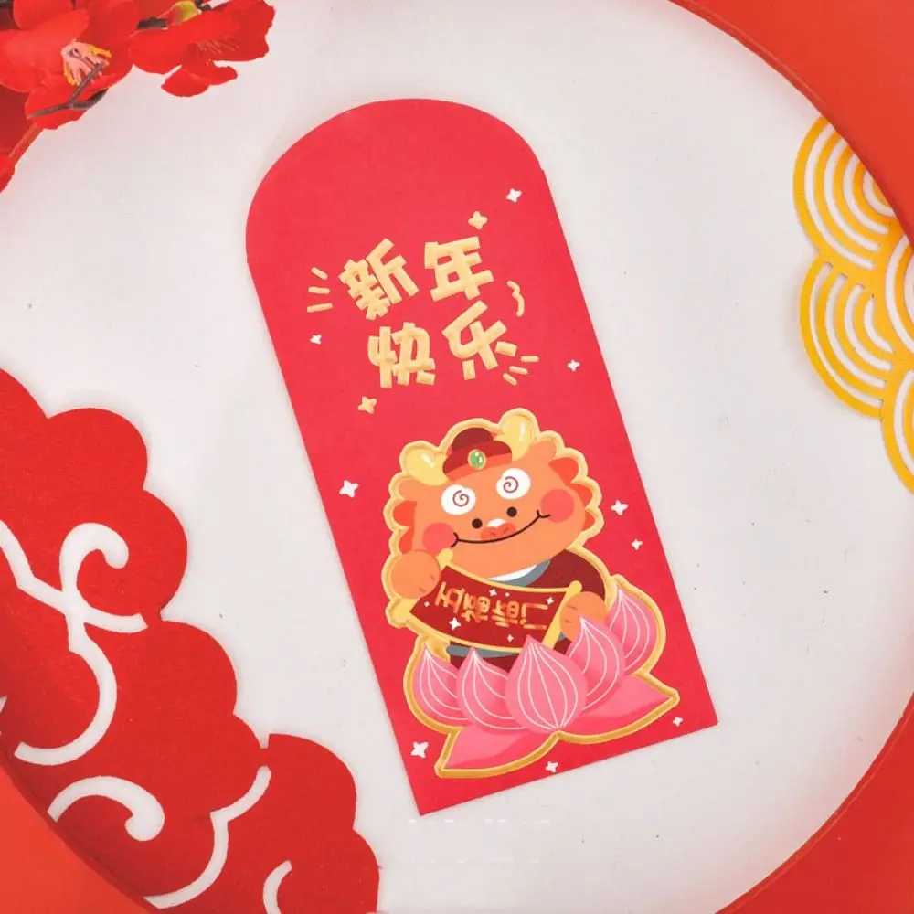 

5Pcs/set Cartoon Dragon Year Red Envelope Cute Hot Stamping New Year Red Packet 3D Design Cartoon Envelope Bag Children's Gift