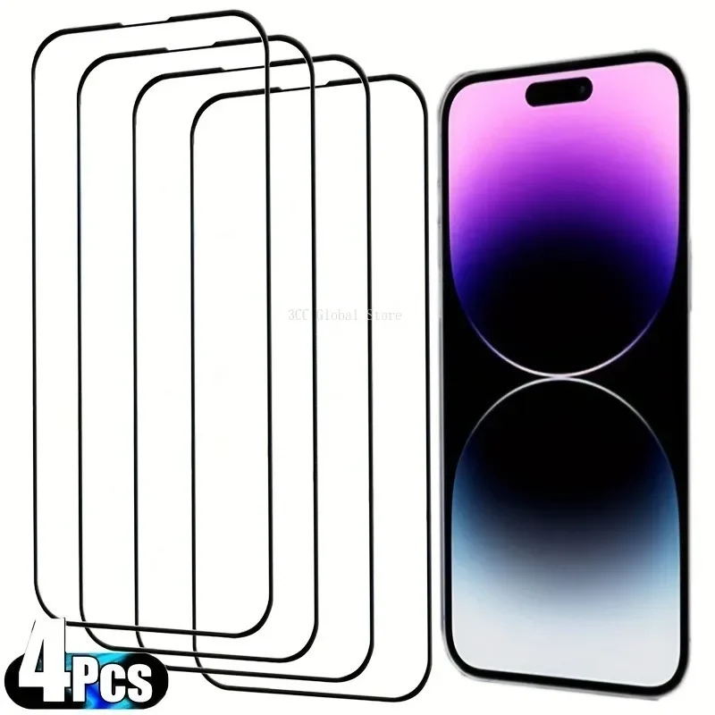 

Закаленное стекло премиум-класса для iPhone 11 Pro Max 14 Pro, защитная пленка для экрана IPhone 12, 13 Pro, Mini 15, 8, 7Plus, XR, XS Max, стекло, 4 шт.