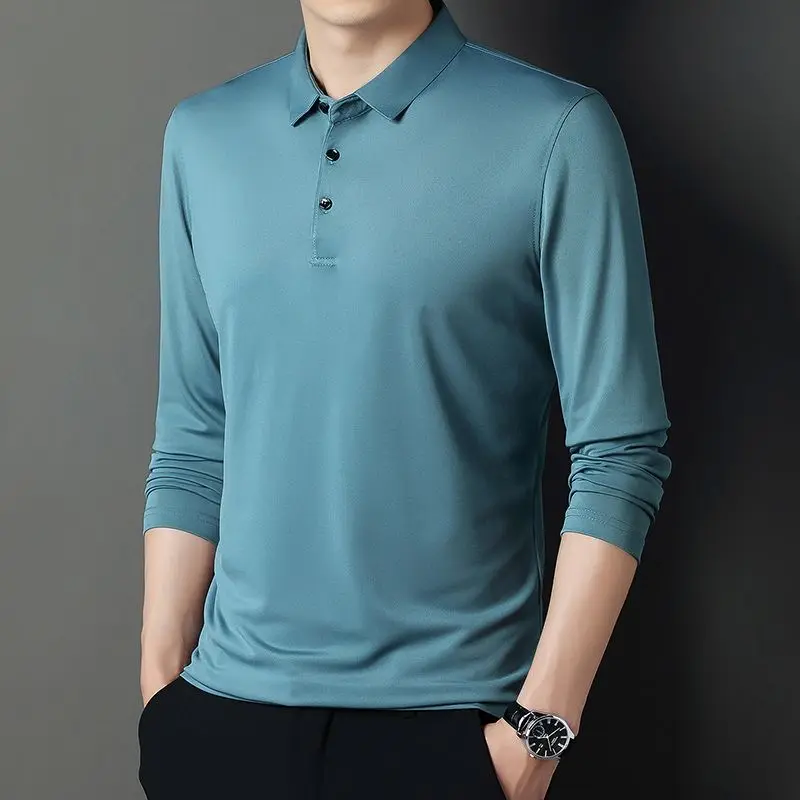 

Spring New Business Casual Versatile Men's Clothing Fashion Button Long Sleeve Solid Color Simplicity Commuter Pullover Shirt