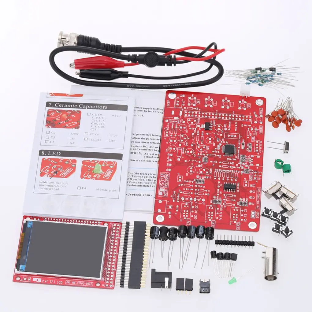DSO138 Digital Oscilloscope DIY LCD Clear Acrylic Case Electronic Set Red 5