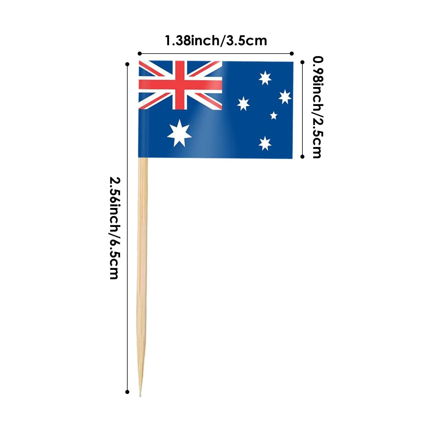 Australian Flag Toothpick Decorations - Set of 100 Cupcake and Cocktail Toppers