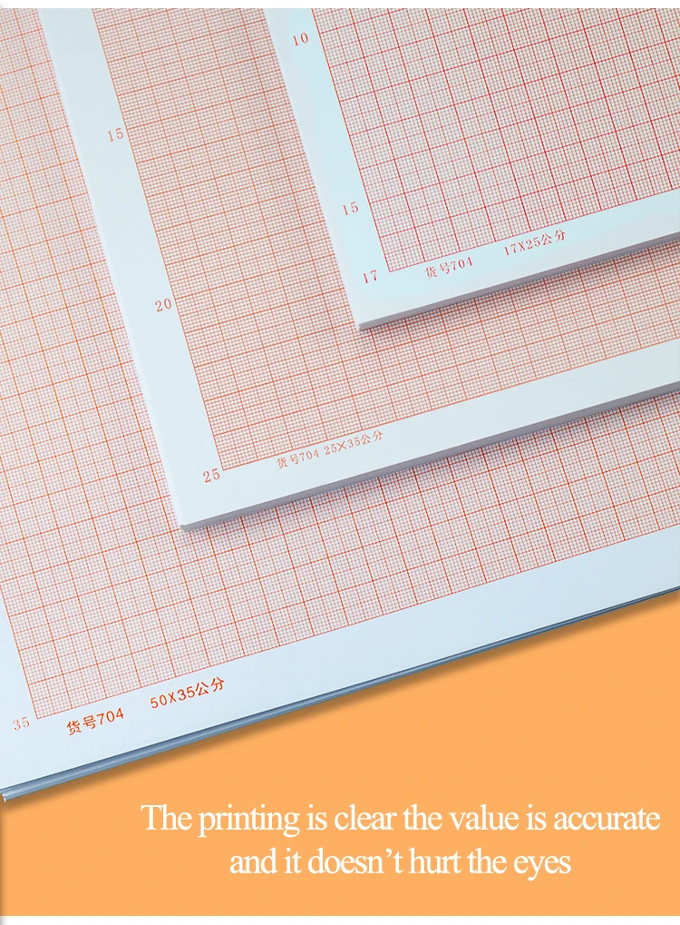 A4 Rechen- und Grafikpapier, Logarithmisches Standard-Koordinatenpapier, Orange Gitterpapier, K-Linien-Zeichenpapier für Entwürfe und Design – Detail 4