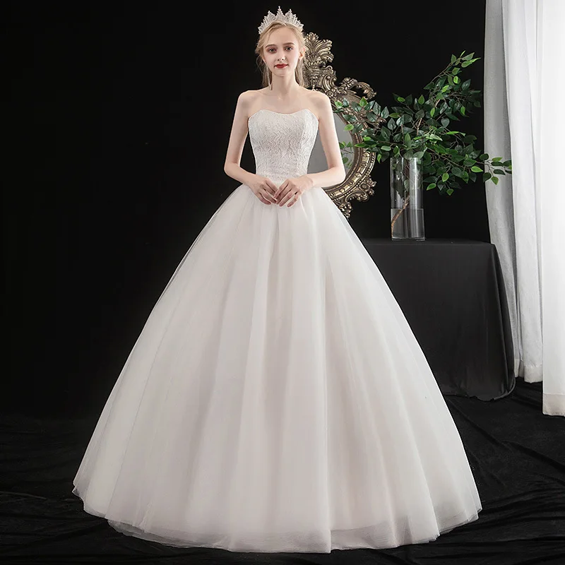 

Simple Lace Top Strapless Wedding Dress Corset Bride Gowns 2024 vestidos de novia Bridal robes de mariée свадебное платье