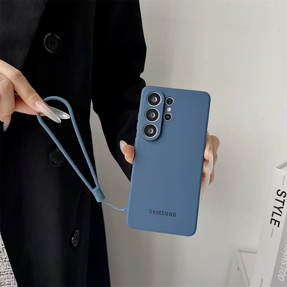 Luxuriöse flüssige Silikon-Softhülle für Samsung Galaxy S26 Ultra S25 S24 S23 S22 S21Ultra Plus S25 Edge FE stoßfeste Handgelenkschlaufenabdeckung – Detail 25