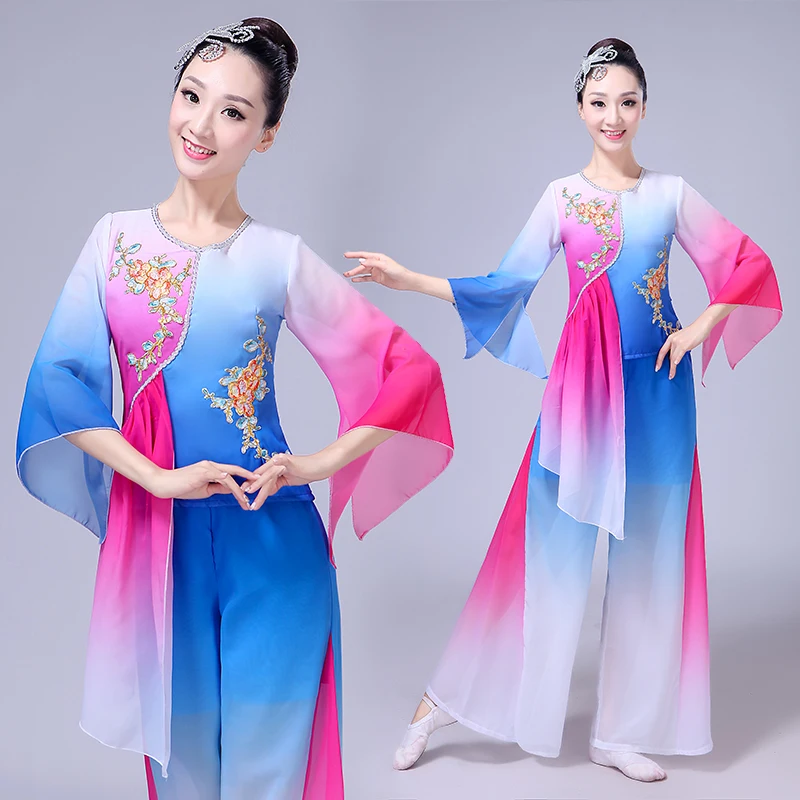 

New Classical dance costumes fan folk dance costumes yangge costumes adult elegant Chinese style Women's performance costume