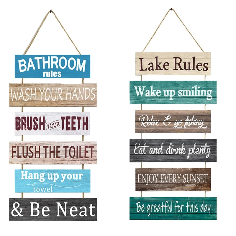 

Inspirational Wall Art Decor For Office Bathroom, Wooden Rustic Hanging Motivational Wall Art Decoration Sign