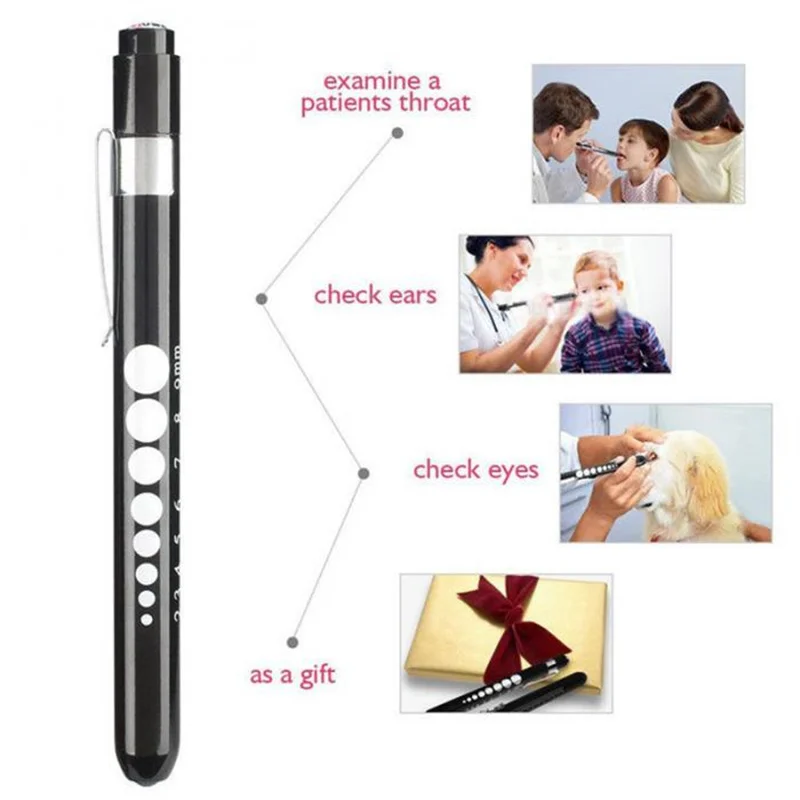 Compact LED Medical Penlight with Pupil Gauge and Work Light Functionality