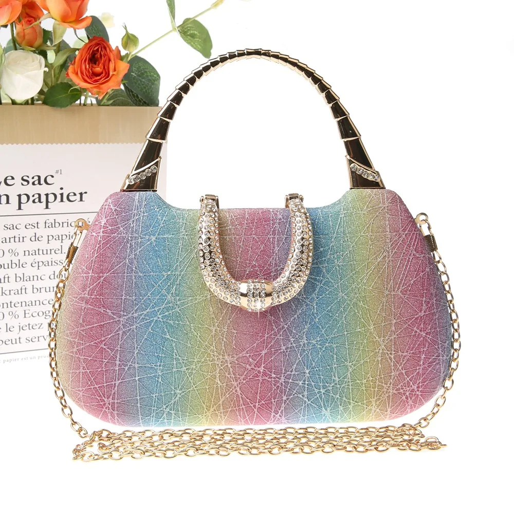 

Popular Beautiful Banquet Handbag Wedding Party Versatile Evening Bags Portable Glitter Ladies Simple Classic Style Clutch Purse