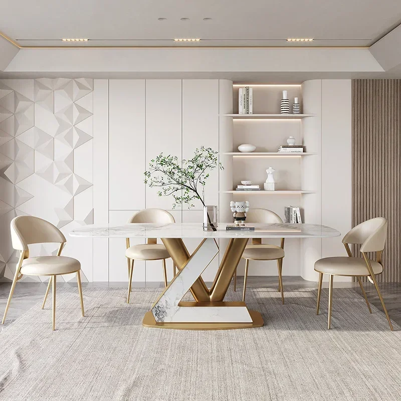 New Luxury Room Table Modern Stainless Steel Frame Marble Top fashion Restaurant Dinning Table and Chairs