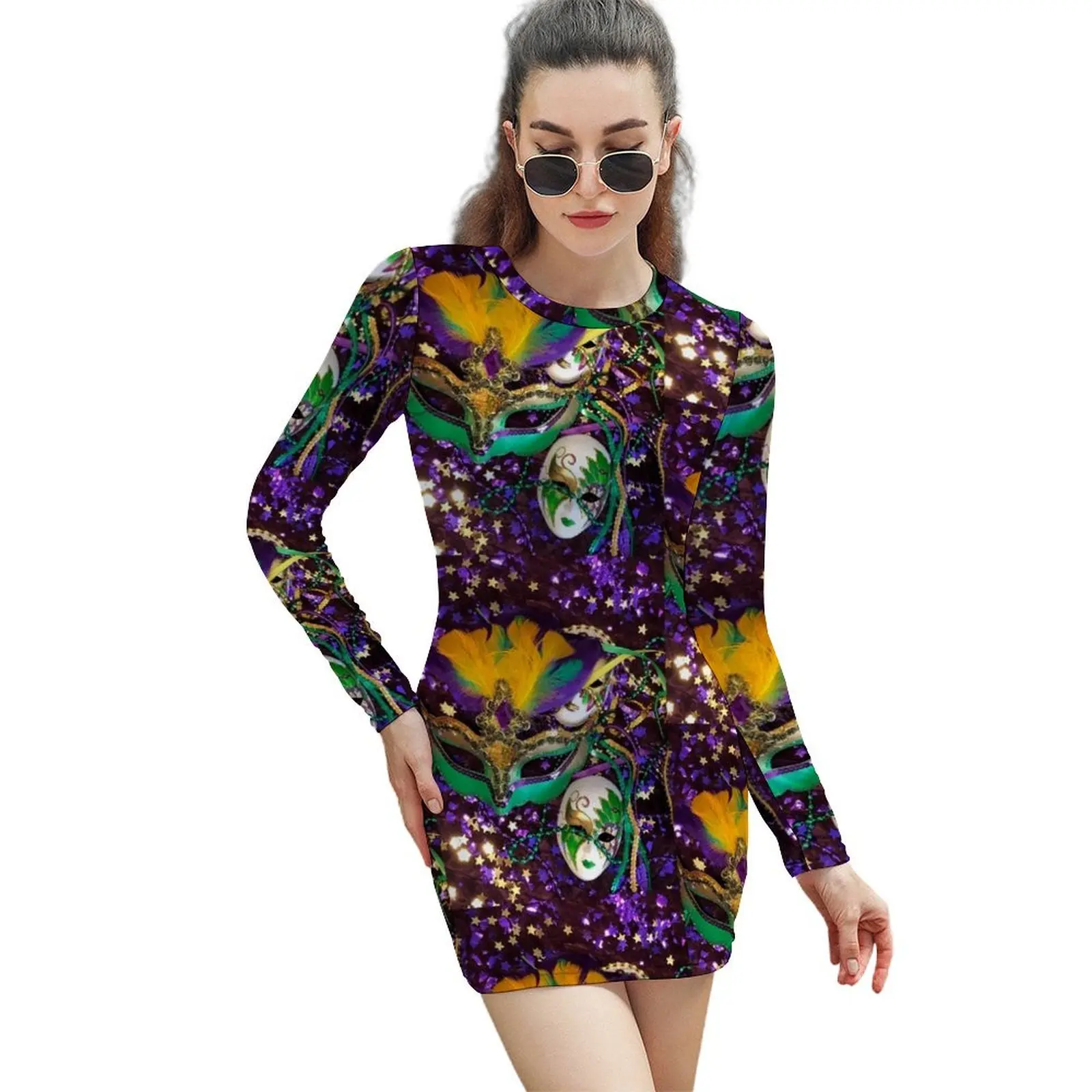 

Mardi Gras Carnival V Long-Sleeved Sheath Dress dress party evening elegant luxury celebrity summer dress woman 2024 trendy