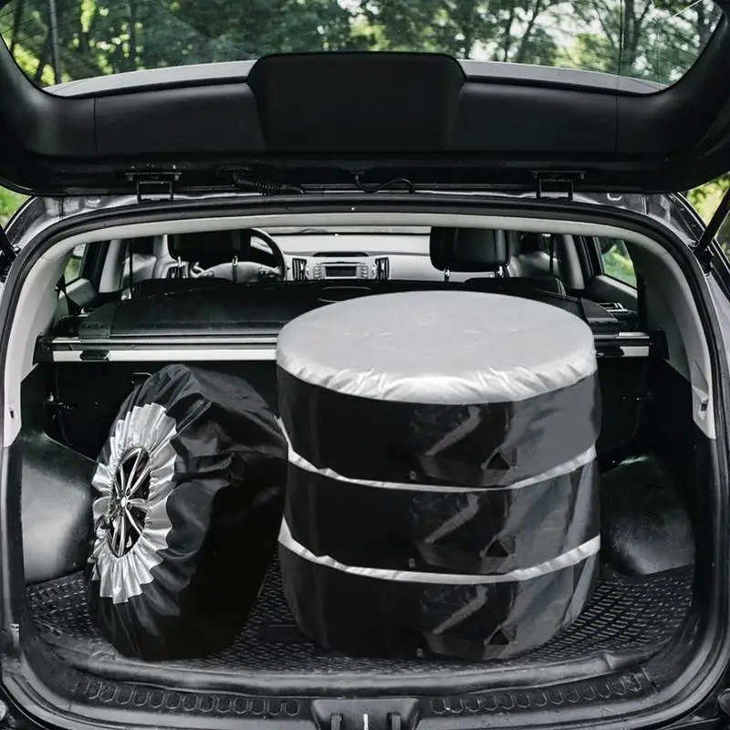 RV Spare Tire Cover 210D Oxford Cloth Rain-proof Storage Bag With Handle Pocket Coating Automotive Wheel Protection Case For Car