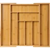 Bamboo Expandable Kitchen Drawer Storage Box Fork Tableware Knife Tableware Retractable Partitioned Organizing Box, 6