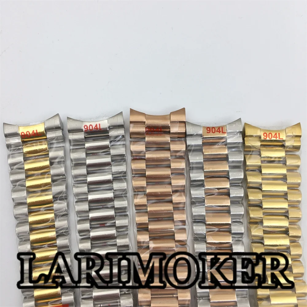 LARIMOKER 20mm 실버 골드 로즈 골드 팔찌 904L 스테인레스 스틸 밴드 접이식 버클 핏 36/39/40mm 케이스