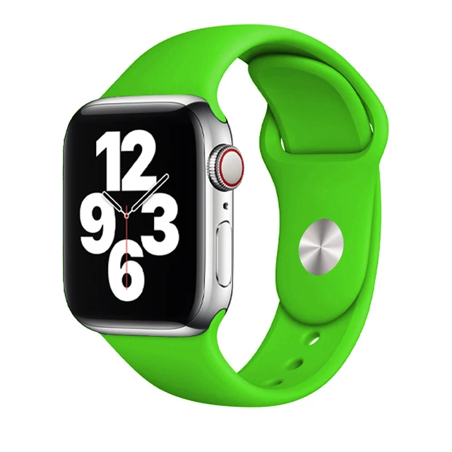 Silicone Strap For Apple Watch Band 44mm 41mm 45mm 40mm 38mm Smart Watch Sports Rubber Bracelet iWatch 6  Serie 7 SE Watchband Green