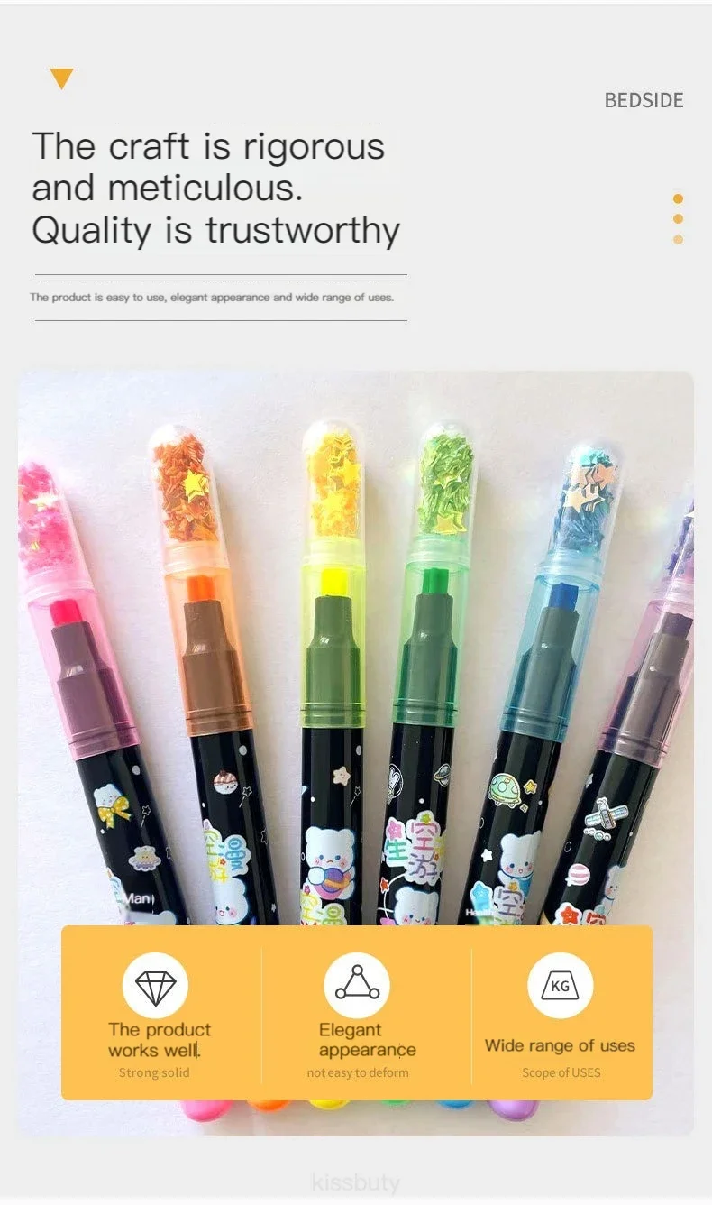 6 farben/set Kawaii Stern Highlighter Stift Candy Farbe Nette Stamper Stift Hand konto Student geschenke Schule Schreibwaren – Detail 6