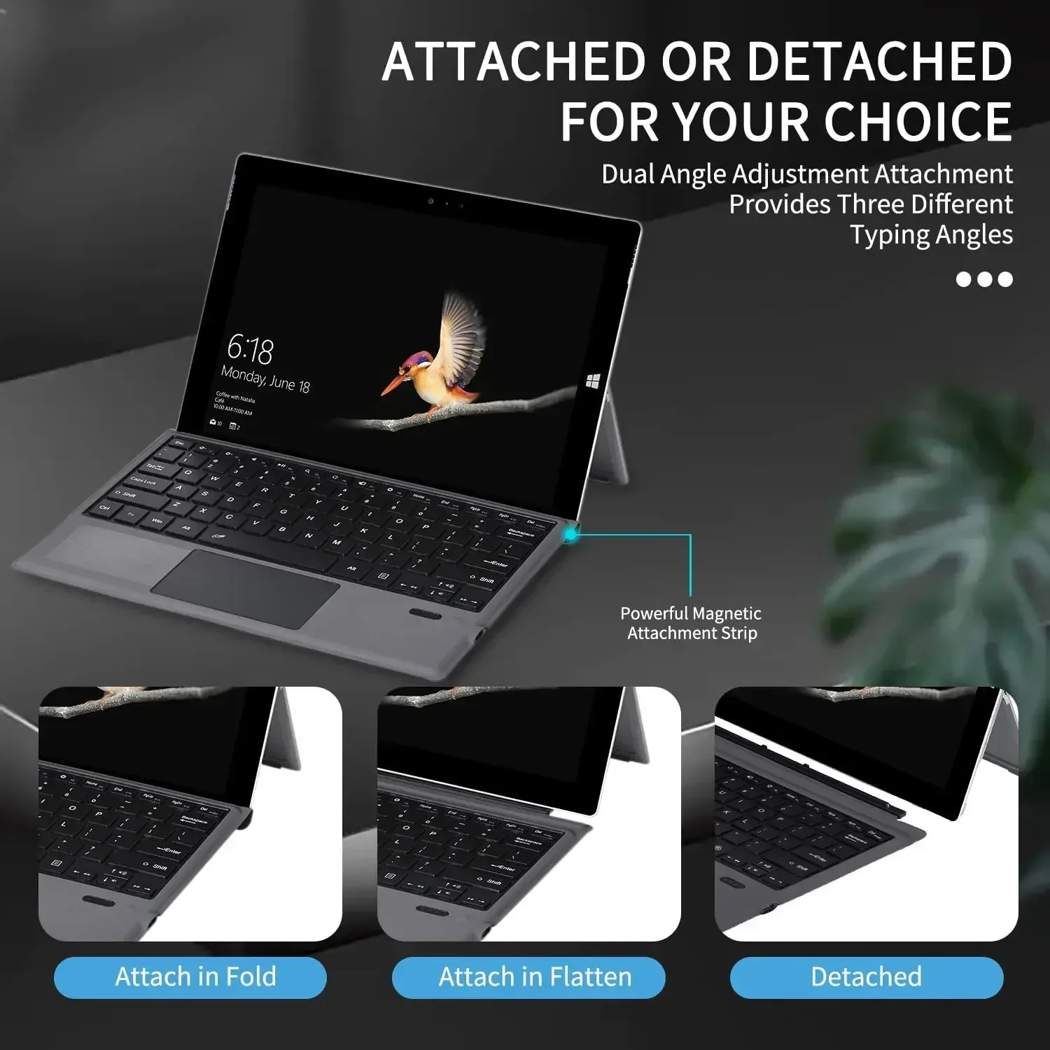 Trackpad Keyboard Bluetooth Wireless for Microsoft Surface Pro 3 4 5 6 7 Go 1 2 3 Business Travel