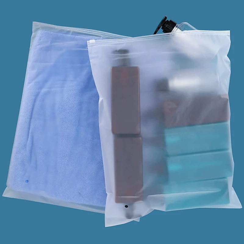 50Pcs Frosted Zipper Poly Bags Plastic Bags For Clothes Tshirt Packing Shipping Zip Bag For Sweater Skirt Organizer Storage Bag 5