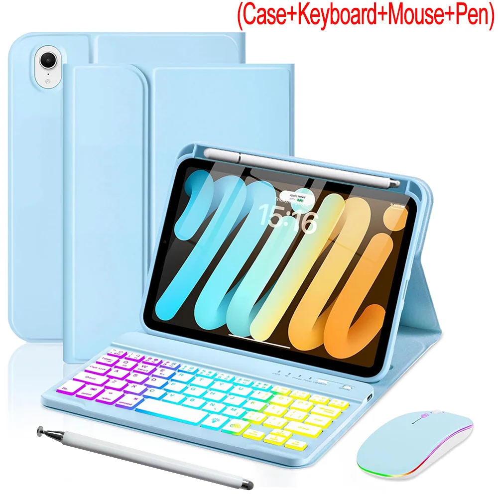 Enhanced Backlit Keyboard Case with Mouse and Stylus