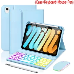 Enhanced Backlit Keyboard Case with Mouse and Stylus - English (Sky blue)
