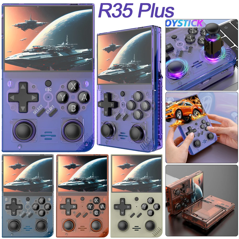 

R35 Plus Retro Handheld Video Game Console 3.5 Inch IPS Screen Portable Video Player 10000+ Games Linux System Emulator Player