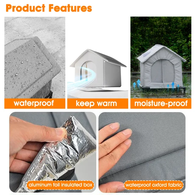 Stray Cats Shelter Winter Pet Furniture Oxford Cloth Weatherproof Cat House Stray Cat Dog Rescue Supplies Indoor And Outdoor Use 5