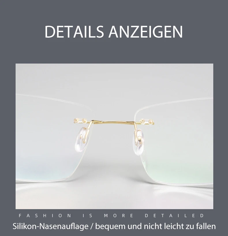 Neue 2022 Randlose Brille Rahmen mit Rezept Angepasst Linsen Formen Flexible Tempel Beine Brillen für Männer Frauen – Detail 10