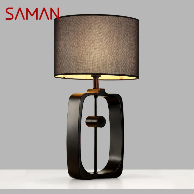 

SAMAN Contemporary Black Table Lamp Nordic Fashionable Living Room Bedroom Personality Creative LED Decoration Desk Light