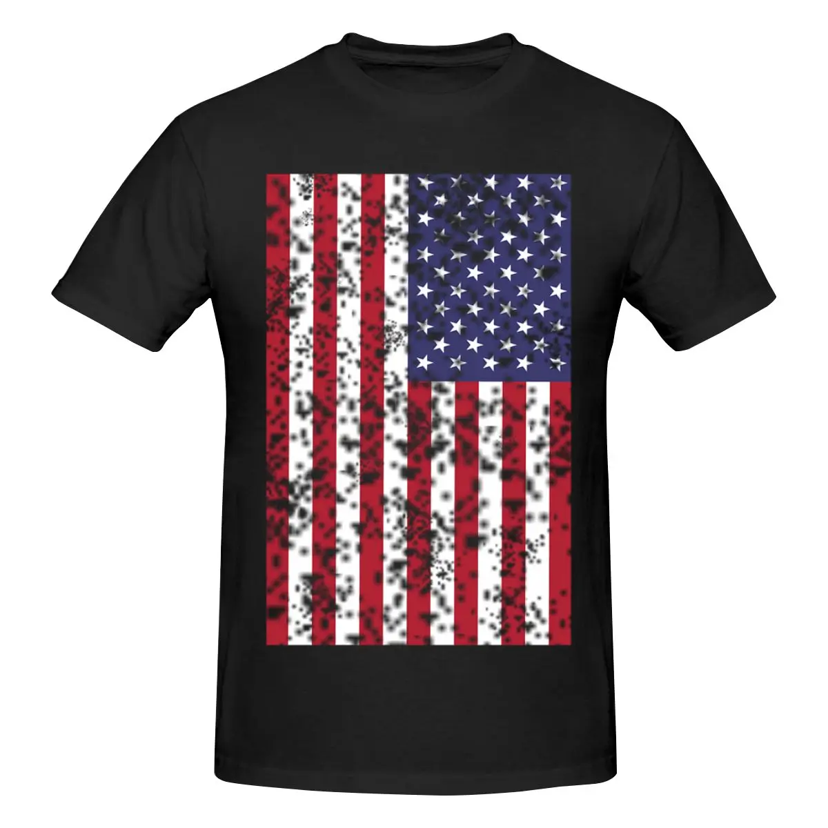 

High Quality 100% Cotton Vintage American Flag Men's Basic Short Sleeve T-Shirt