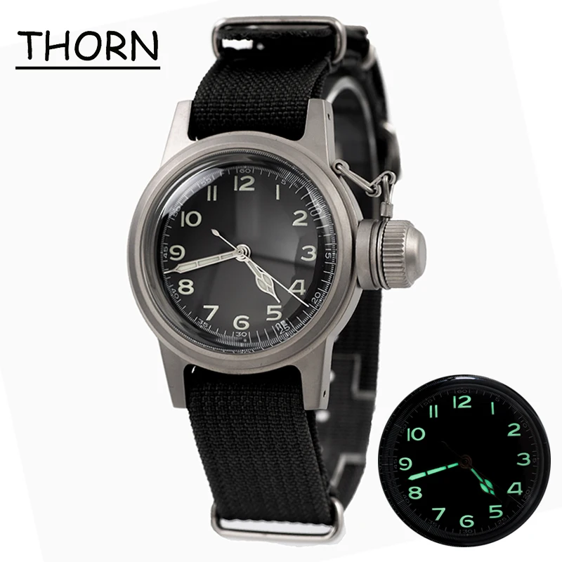 THORN Men Watch 36MM Diameter Military Watch Retro NH35 Movement C3 Super Luminous 200M Waterproof Automatic Watch For Men