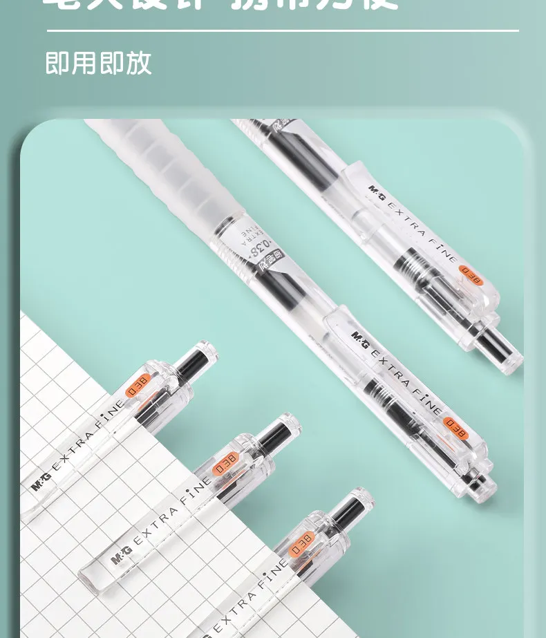 M&G Gelstift, ultrafein, 0,2 mm/0,38 mm, schwarzer Finanzstift, nachfüllbar, ideal für Studenten und Bürogebrauch – Detail 11