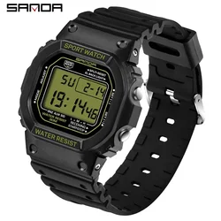 Unisex Shockproof Waterproof Digital Sports Watch with Stopwatch Function (Men black Gold)