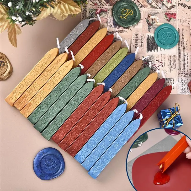 

5pcs Wax Seal Sticks, Antique Sealing Wax Sticks With Wick For Postage Letter Retro Vintage Wax Seal Stamp Wedding Invitation