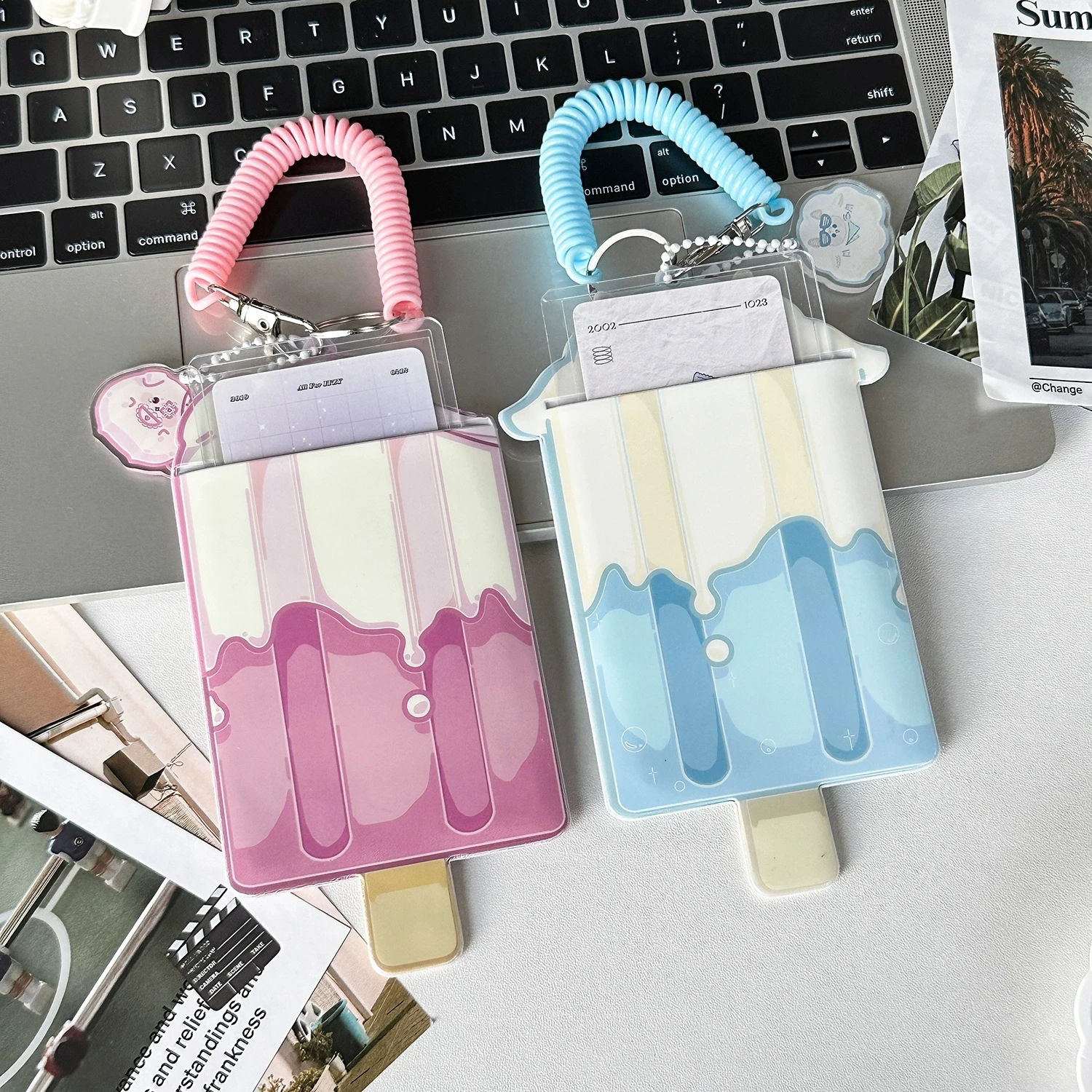 MINKYS Kawaii Animal 3 inch Kpop Photocard Holder Photo Card Holder Bag Pendant Back To School Stationery 6