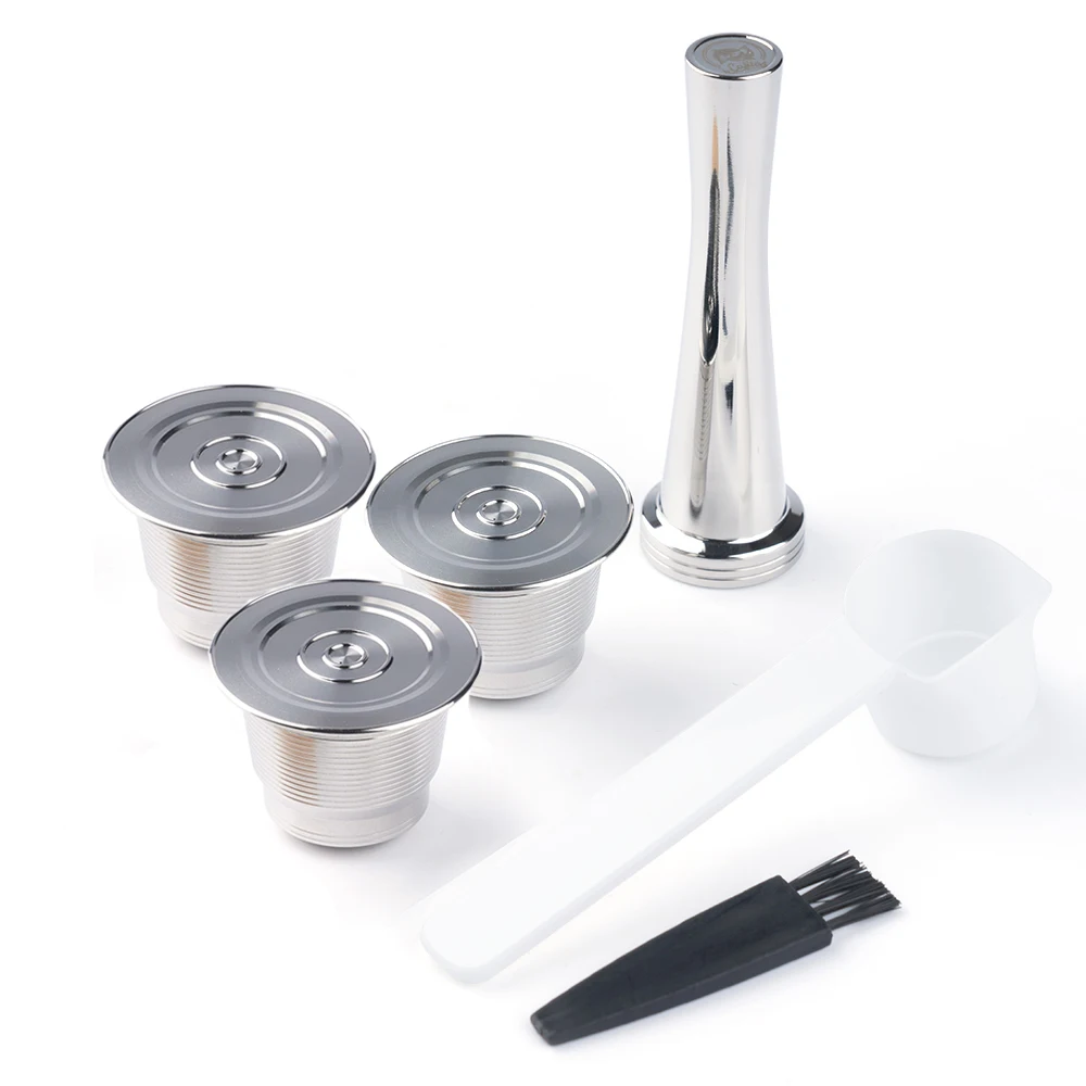 

Stainless Steel Reusable Coffee Capsule Pods Single Hole Refillable Nespresso Coffee Filter Cup Tamper Espresso Accessories