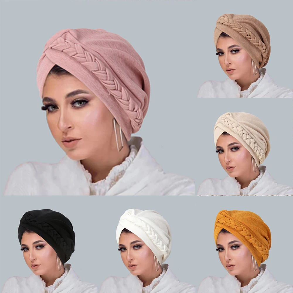 

RIMAIRE Muslim Hijabs Islamic Hijab Hijabs For Woman Muslim Clothing Turkey Jersey Hijab Cap Solid Color Headscarf Braid Design