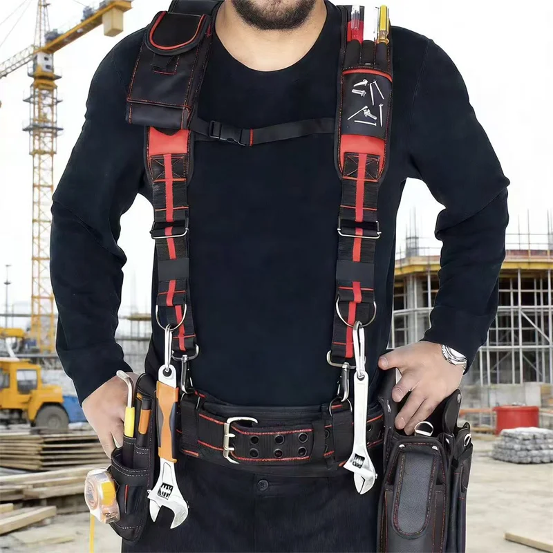 툴후웨이 건설 작업용 서스펜더, 헤비 듀티 작업 도구 벨트 서스펜더, 조절 가능한 스트랩, 내구성 있는 작업 벨트 안전 하네스