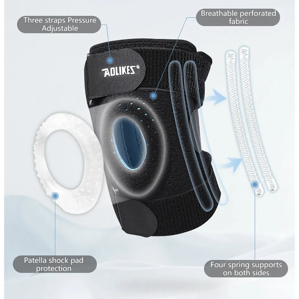 AOLIKES 1PCS New Meniscus Knee Pads Silica Gel Kneepads Hiking Running Basketball Knee Support Breathable Sports Knee Protector