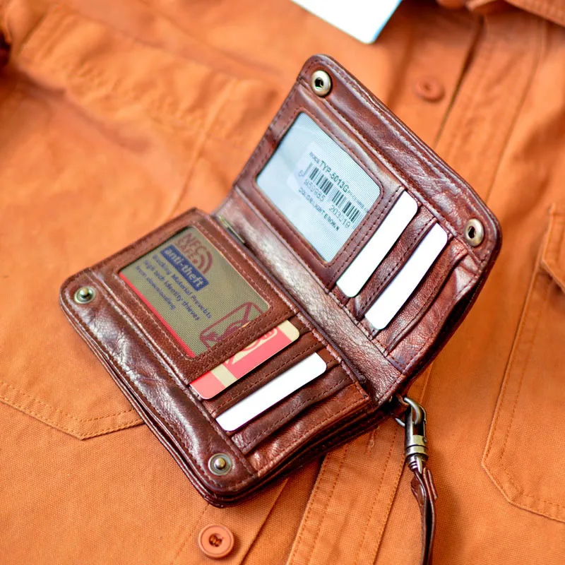 AETOO  Men's short leather Commuter storage Handcrafted plant-tanned leather simple wallet Student Youth Men's leather wallet Si 5