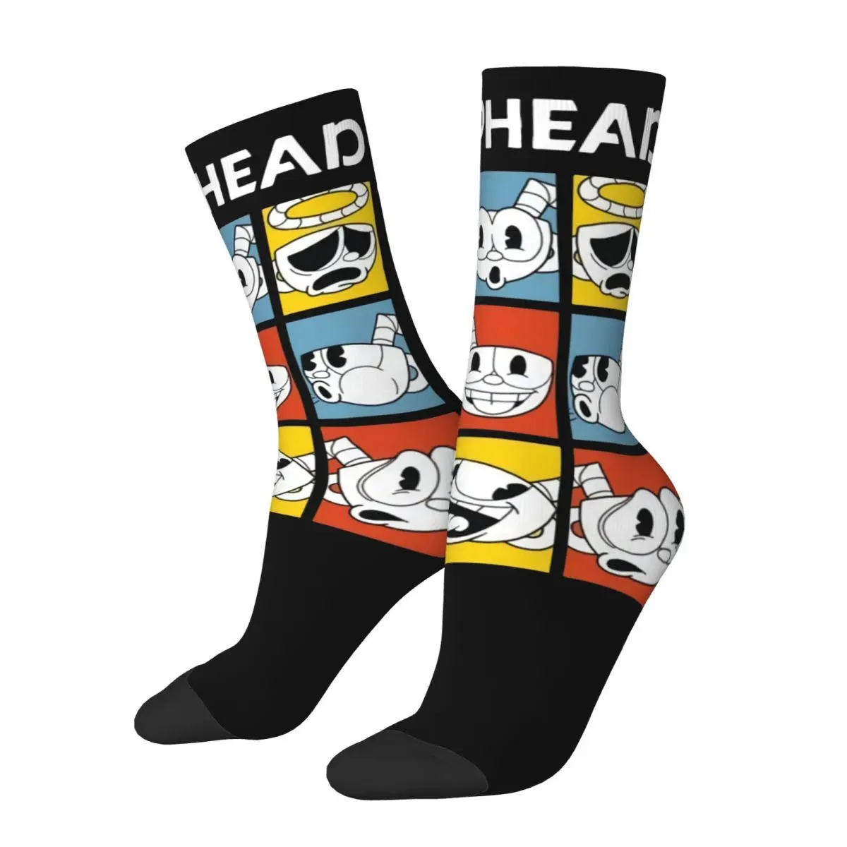 

Модные футбольные носки Cuphead Meme, носки из полиэстера аниме для мужчин и женщин, дышащие