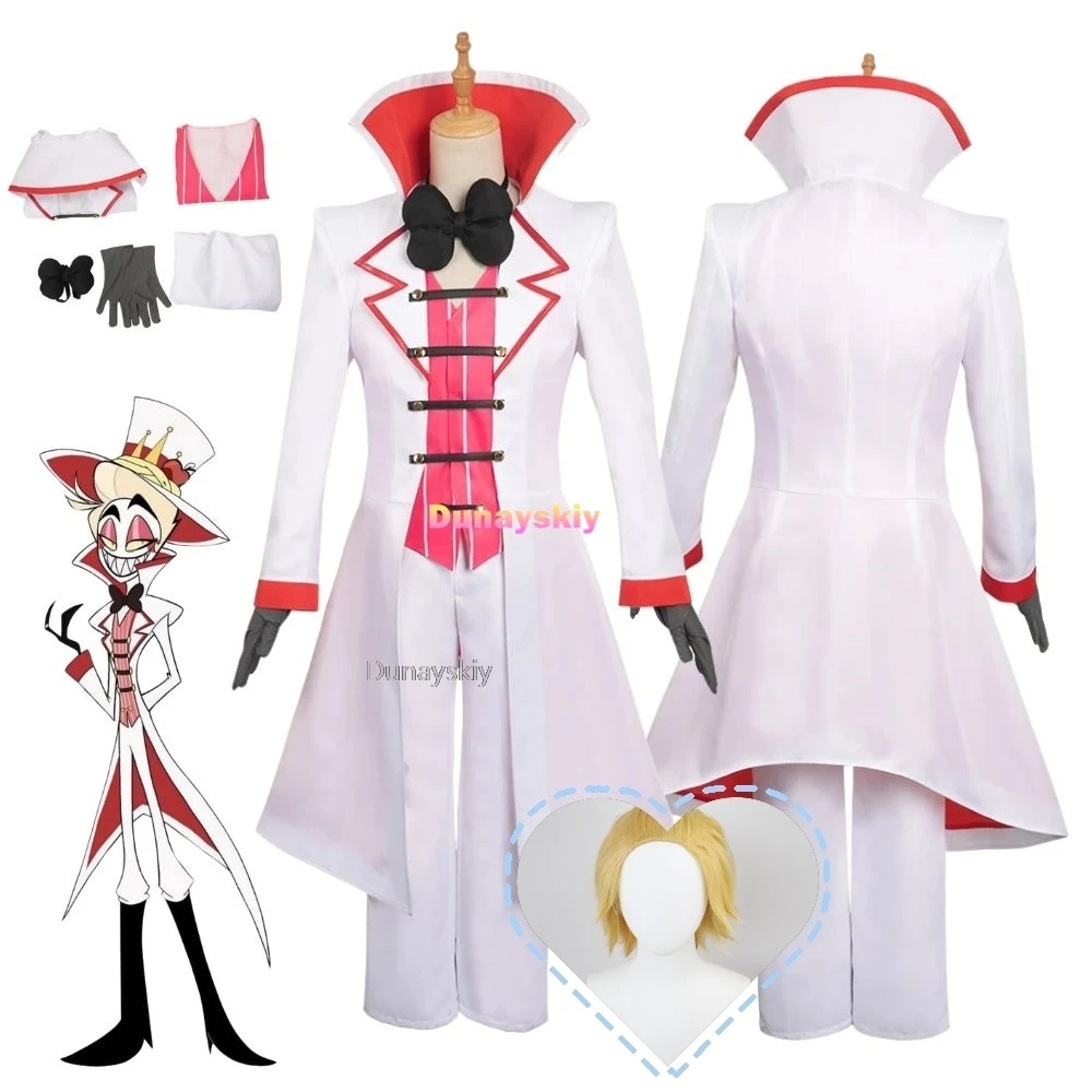

Lucifer Cosplay Fantasia Anime Hotel Costume Disguise for Adult Men Women Uniform Tops Pants Outfit Male Halloween Carnival Suit