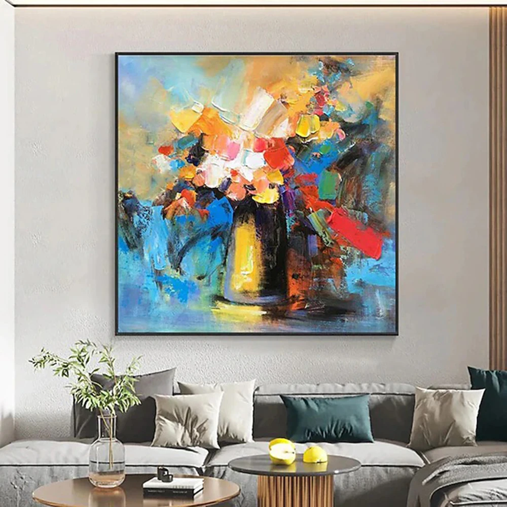 

Handmade Oil Painting Canvas Wall Art Decoration Modern Flowers for Home Entryway Living Room Luxurious Decoration Painting