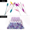 40pcs Customized Eyelash Brush Tube LOGO Reusable Diamond Eyelash Wands Eyebrow Brush Replaceable Dust-proof Sparkling Bottom 3